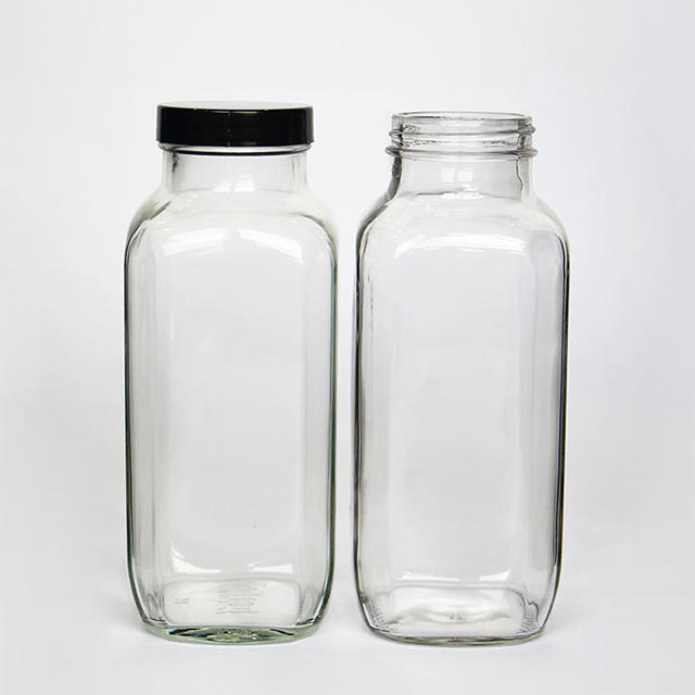 方玻璃牛奶汁瓶带塑料盖