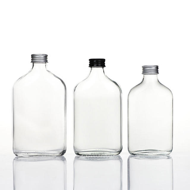 50ml 100ml 200ml 250ml 350ml 500ml方形平坦玻璃汁瓶带螺丝盖