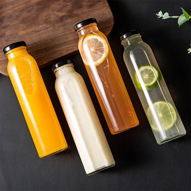 12盎司圆玻璃果汁水果饮料瓶带螺丝盖