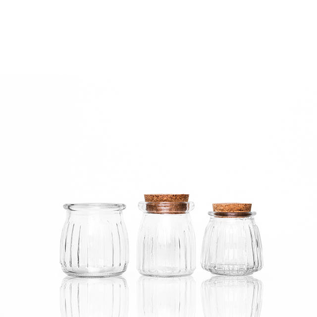 100ml 150ml 200ml垂直条纹布丁罐带盖