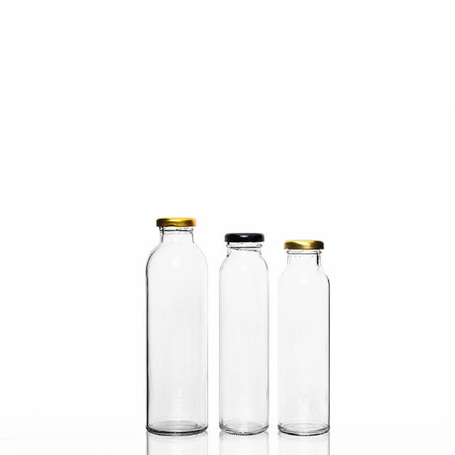 12盎司圆玻璃果汁水果饮料瓶带螺丝盖
