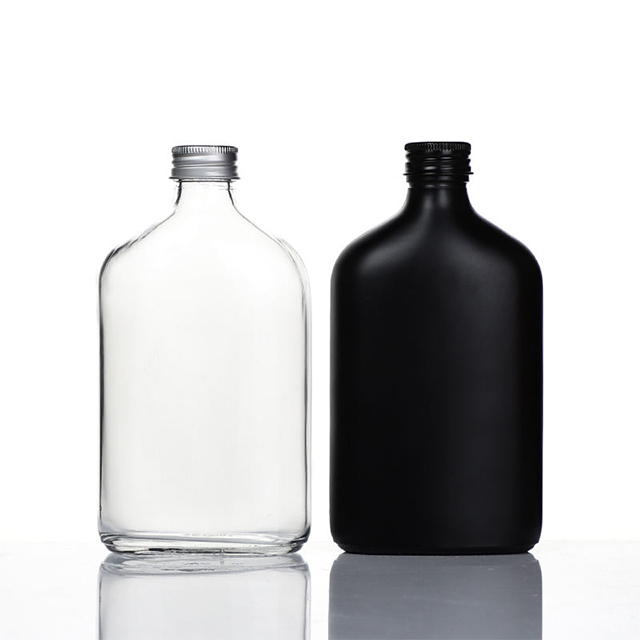 50ml 100ml 200ml 250ml 350ml 500ml方形平坦玻璃汁瓶带螺丝盖