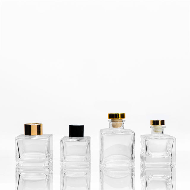 50毫升100ml 150ml 200毫升透明方形玻璃芳香疗法瓶带盖