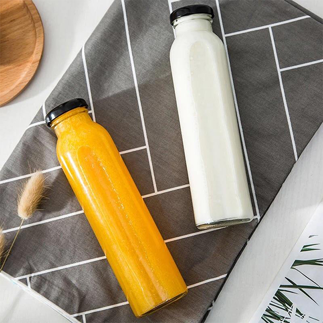 12盎司圆玻璃果汁水果饮料瓶带螺丝盖